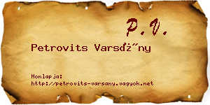 Petrovits Varsány névjegykártya